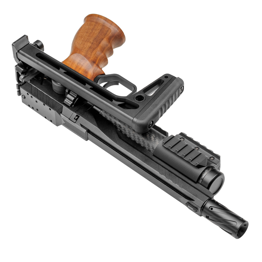 Schulterstütze | Huben GK1 Cal.22 & Cal.25 | Klappschaft | CNC-Aluminium | schwarz eloxiert