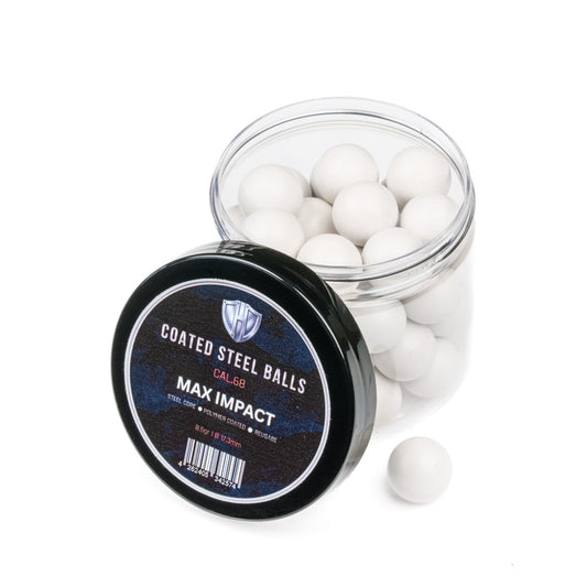 45x COATED STEEL BALLS | PP | 8,5gr. | Stahlkern mit Kunststoffmantel | 17,3mm | HDR68 | HDS68 | HDX68 | HDB68 | Pistelle X-68 | TC 68 | Cal.68