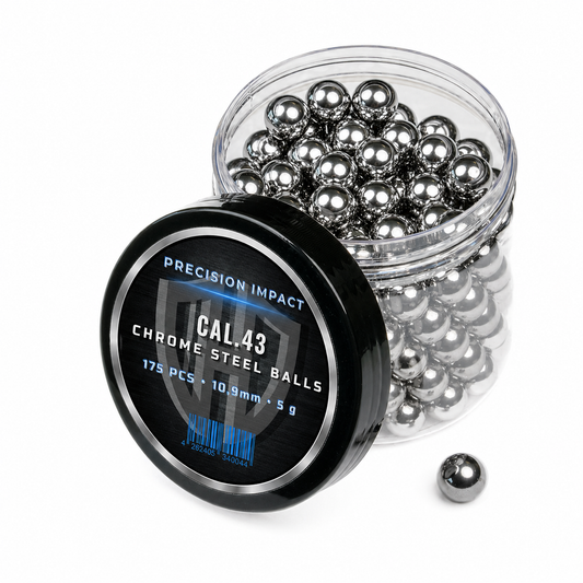 175x CHROM STEEL BALLS CAL.43 | PRECISION IMPACT | Walther PPQ  | TPM1 | Glock17 | 5g