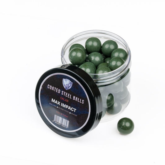 45x COATED STEEL BALLS | PP  | 8,5gr. | Stahlkern mit Kunststoffmantel | 17,3mm | HDR68 | HDS68 | HDX68 | HDB68 | Pistelle X-68 | TC 68 | Cal.68
