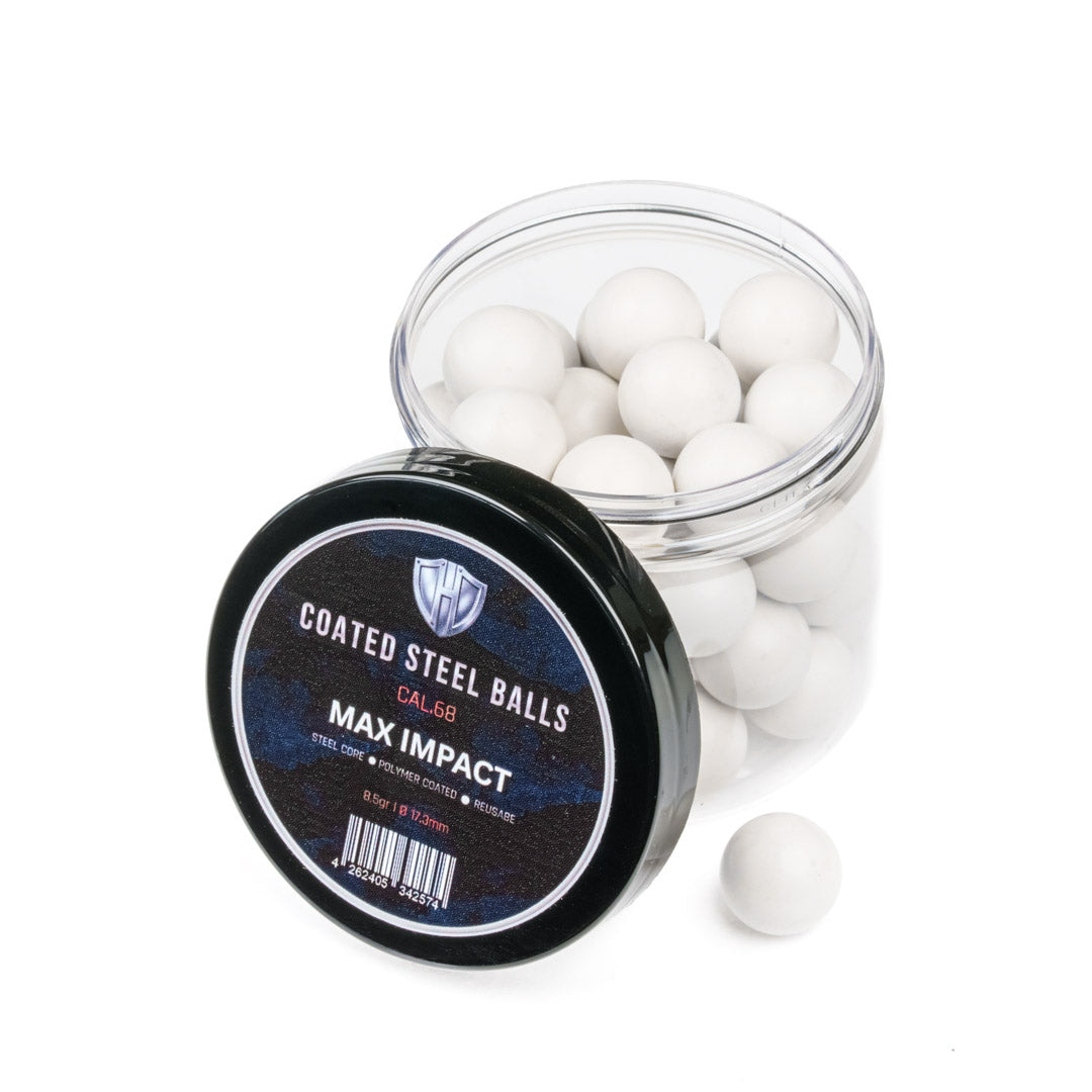 45x COATED STEEL BALLS | PP  | 8,5gr. | Stahlkern mit Kunststoffmantel | 17,3mm | HDR68 | HDS68 | HDX68 | HDB68 | Pistelle X-68 | TC 68 | Cal.68