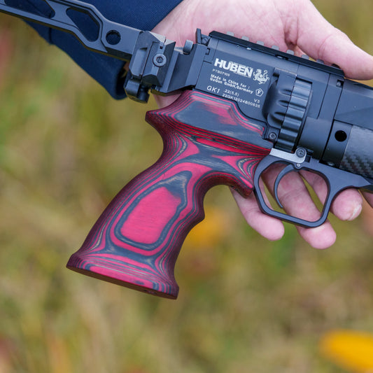 Handgriff für Huben GK1 | Hochwertiges Holz Birke | handmade | Rot-Schwarz