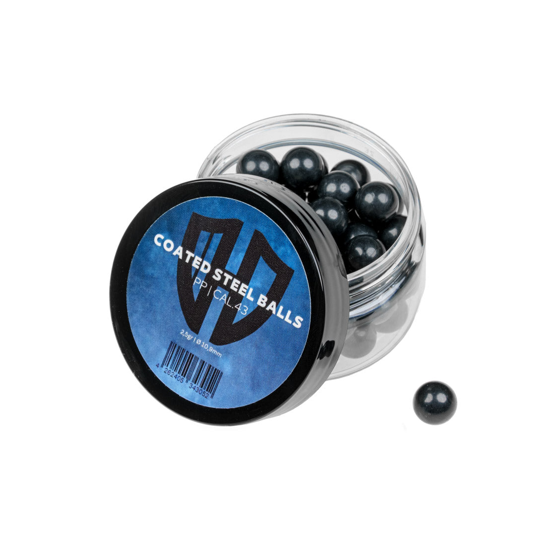 50x COATED STEEL BALLS | PP  | 2,5gr. | Stahlkern mit Kunststoffmantel | 10,9mm | Cal.43 | Walther PPQ M2 | T4E TPM1
