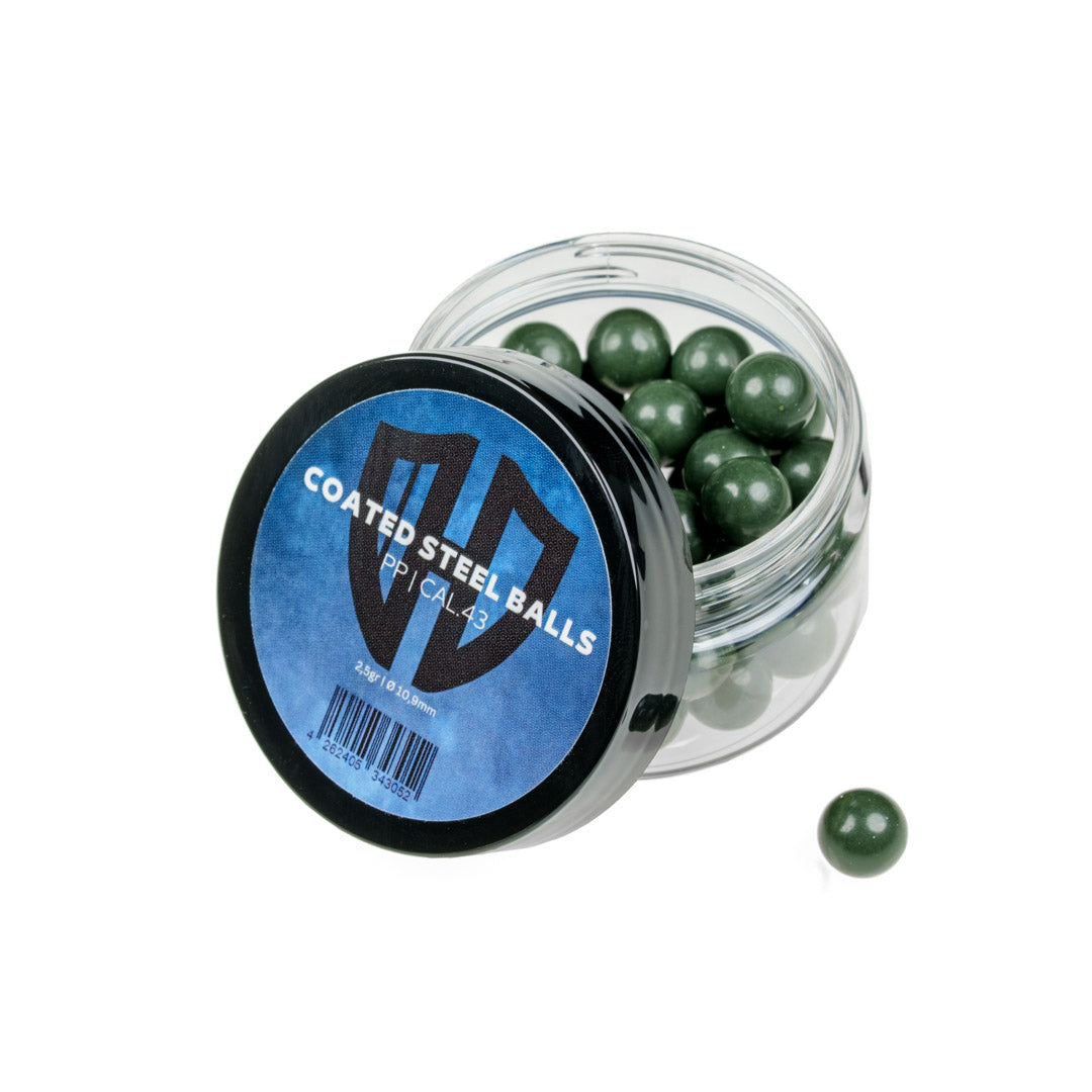 50x COATED STEEL BALLS | PP  | 2,5gr. | Stahlkern mit Kunststoffmantel | 10,9mm | Cal.43 | Walther PPQ M2 | T4E TPM1