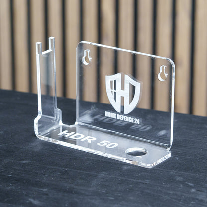 PLEXIGLAS® Wandhalterung / Tischständer für HDR50 | HDP50 | stilvolles Design mit gelasertem Homedefence-Logo