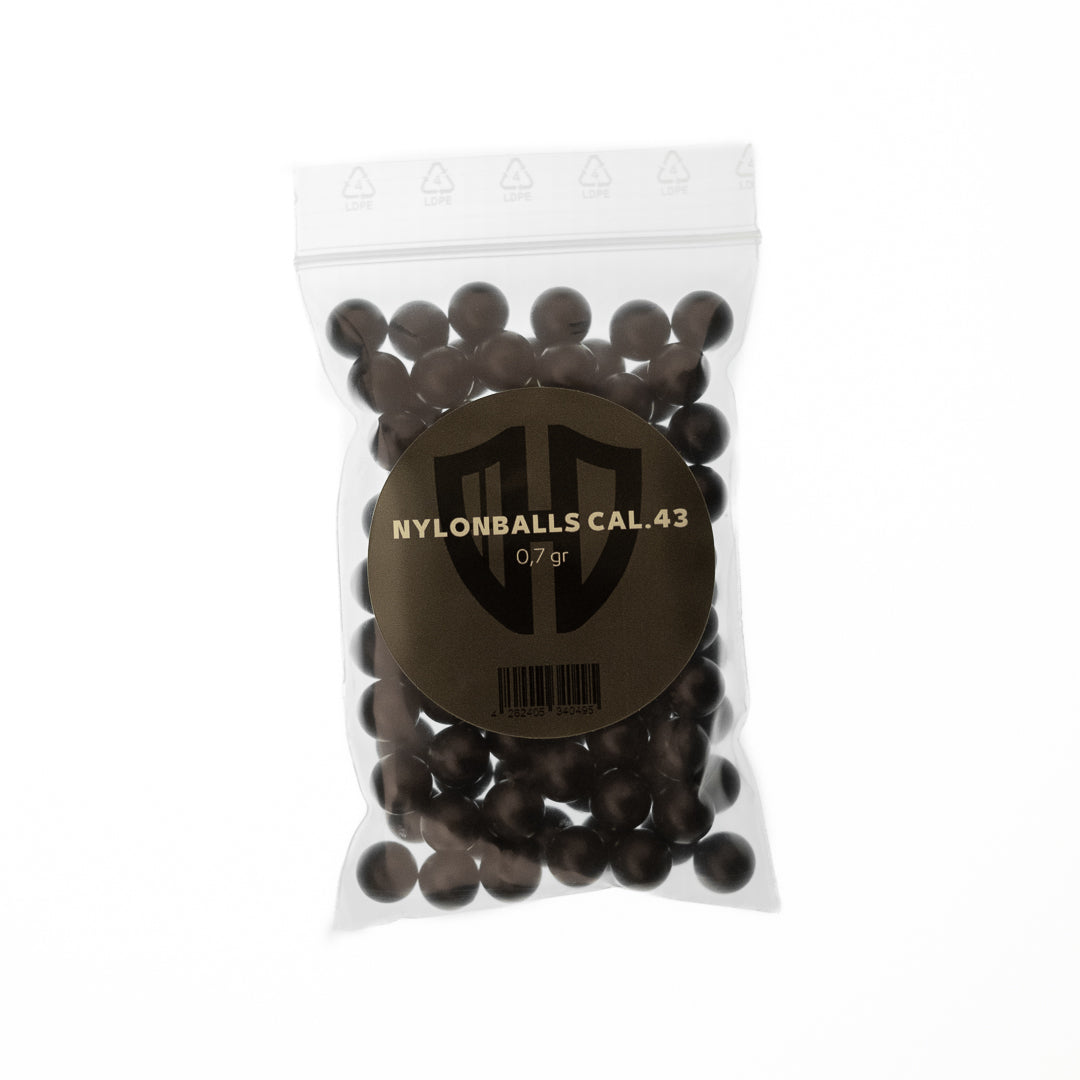 100 x nylon balls Cal.43 | Walther PPQ TPM1 | Hard plastic 0,8 g. | HomeDefence